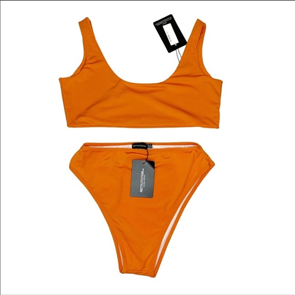 PLT NWT Orange Two Piece High Waisted Bikini - Picture 3 of 8